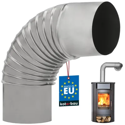 Zdjęcie produktu dla KOTARBAU® Kolanko kominowe 90° Kolanko Ř 130 mm Rura spalinowa z blachy Kolanko do kominka Kolanko do pieca Kolanko srebrne