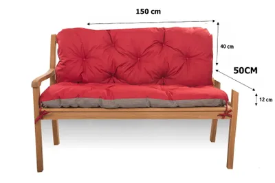 Zdjęcie produktu dla Poduszka na ławkę ogrodową 150x50x40cm czerwona | Poduszka zewnętrzna | Poduszki na meble ogrodowe | Poduszki na huśtawkę ogrodową
