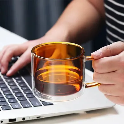 Produktbild von 360Home Isolierglasbecher Verdickt farbig doppelt verglast Braun