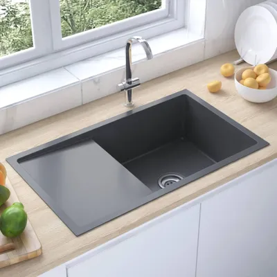 Obrázok produktu pre The Living Store Ručne vyrobený vstavaný drez z čiernej nehrdzavejúcej ocele