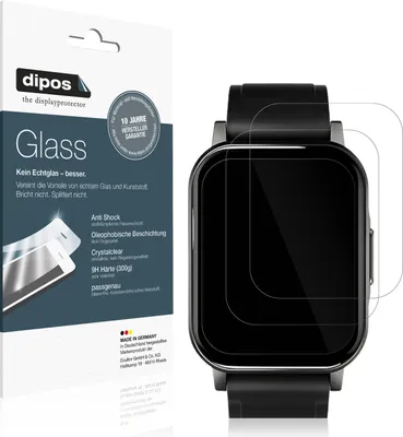 Produktbild von 2x Schutzfolie für Haylou LS02 watch - Anti-Shock 9H Folie dipos Glass Kunststoffglas