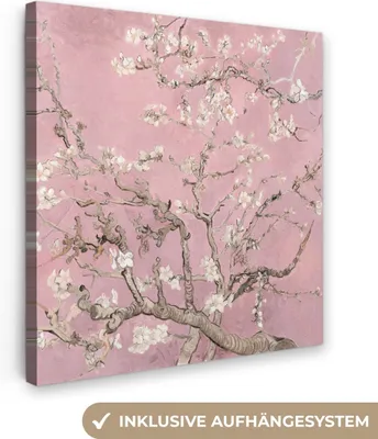 Produktbild von MuchoWow® - Leinwandbilder - Mandelblüte - Kunst - Van Gogh - Rosa, Wandbild, Wanddeko Bilder Wohnzimmer, 20x20 cm