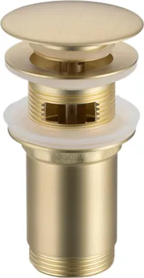 Produktbild von Korek umywalkowy mosiężny Klik Klak model C z przelewem - Brushed Gold