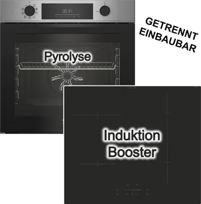 Produktbild von Herdset Pyrolyse + Induktion Beko Backofen+ Candy Induktionskochfeld Booster-Funktion hOn-App autark