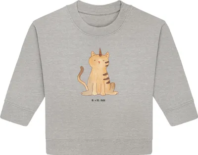 Produktbild von Mr. & Mrs. Panda Organic Baby Pullover Einhorn Katze 24. - 36. Monat - Heather Grey - Geschenk, Unicorn, Glitzer, Bullover, Mieze, Regenbogen