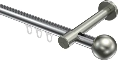Produktbild von Interdeco Innenlaufstange / Gardinenstange mit Innenlauf Chrom / Edelstahl-Optik, Typ Prestige Luino (Kugel), 20 mm Ø 1-läufig, 600 cm