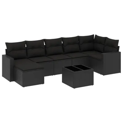 Produktbild von vidaXL 8-tlg. Garten-Sofagarnitur mit Kissen Schwarz Poly Rattan