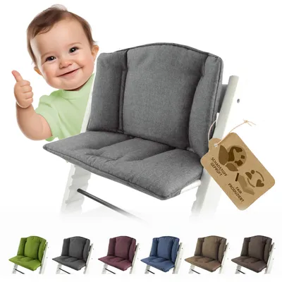 Produktbild von BAMBINIWELT Ersatzbezug, Kissen-Set für Hochstuhl/Kinderstuhl Stokke Tripp Trapp, Sitzverkleinerer hellgrau meliert