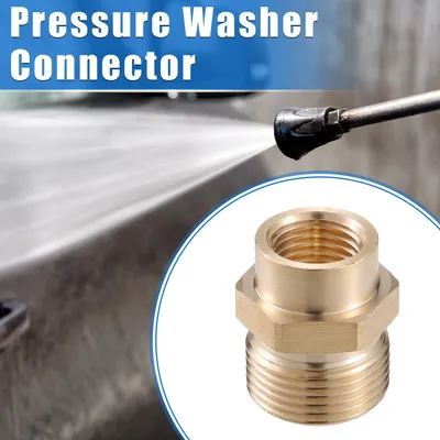 Image de Connecteur pour Nettoyeur Haute Pression, M14x1.5 vers M22x1.5 Mâle et Femelle, Adaptateur en Laiton pour Tuyau de Nettoyeur Haute Pression, Universel, Couleur Cuivre en Laiton
