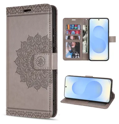 Produktbild von Handy Tasche für Samsung Galaxy S25 Hülle Handyhülle Klapphülle Wallet Case in Grau