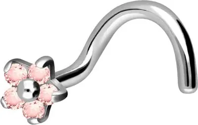 Produktbild von Nasenpiercing, Nasenstecker Titan Nasenstecker Spirale KRISTALLBLUME