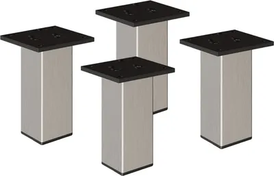 Produktbild von 4er Set sossai Aluminium Möbelfüße 150mm in Edelstahl Optik Schrankfüße Sockelfüße