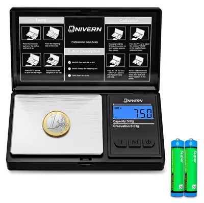 Image de Balance de précision - 0,01 g, avec écran LCD - Balance numérique portable pour bijoux, or, café, levure et herbes