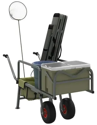 Image de Angelwagen – Chariote de transport à 2 roues – Acier avec revêtement en poudre – Roues sécurisées – Adapté pour les chariots et les tables – Couleur vert armée