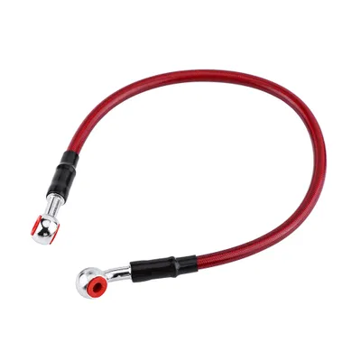 Produktbild von Zestaw uchwytu Bremsleitung, Universelles 45cm/90cm Bremsschlauch-Set, Edelstahl geflochten, Rot (45cm)