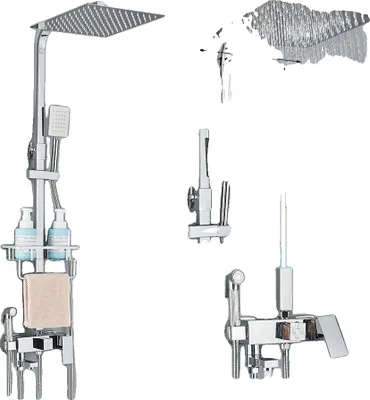 Immagine prodotto di Set di miscelatori per doccia in ottone, stile contemporaneo, tecnologia termostatica, cromo 4-12