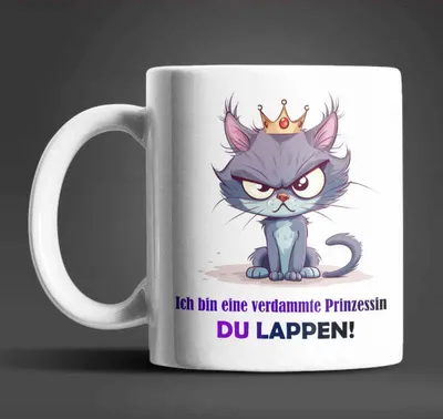Produktbild von Katze Prinzessin witzige lustige Keramik Kaffeetasse Teetasse Tasse Geschenke