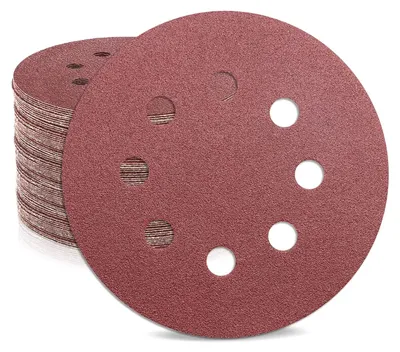 Produktbild von Schleifpapier 125mm Klett 120 Körnung, 50 Stück 8 Loch Rund Schleifpapier, 8 Loch Schleifscheiben, Aluminiumoxid Schleifpapier, Rund Schleifpads für Exzenterschleifer