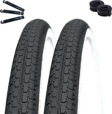 Obrázek produktu pro 2 x Kenda K-127 jízdní kolo pneumatika černá/bílá 47-559 (26 x 1,75) s 2 x DV dušemi včetně maxxi4you montpáky