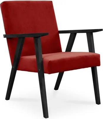Produktbild von Bettso Sessel Gepolsterter Cocktailsessel LISEK Rot Beine in Schwarz