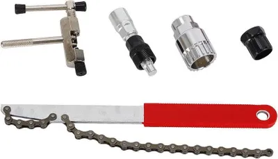 Image de extracteur de cassette 5 en 1 Outil d'extraction de cassette Fouet à chaîne Outil de réparation Kit d'outils pour vélo