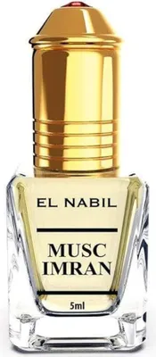 A product shot of a small perfume bottle with a gold cap.