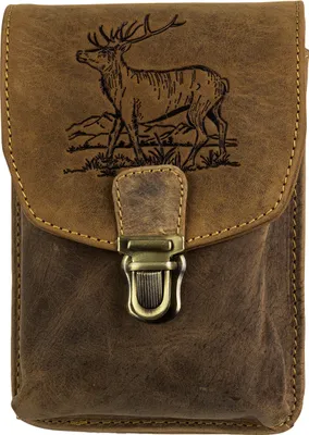 Produktbild von Greenburry Gürteltasche Leder Bauchtasche Hüfttasche mit Hirsch-Prägung Tasche braun Vintage hoch 1754H-STAG3-25