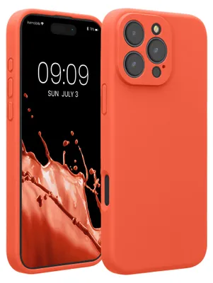 Produktbild von kwmobile Handyhülle für Apple iPhone 16 Pro Max Hülle - gummierte Handy Silikon Case für iPhone 16 Pro Max - Schutzhülle Cover - Leuchtende Koralle