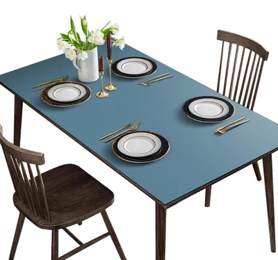 Productafbeelding van Tafelkleed van Polyurethanleer, waterdicht, antislip, marineblauw, 80 x 80 cm