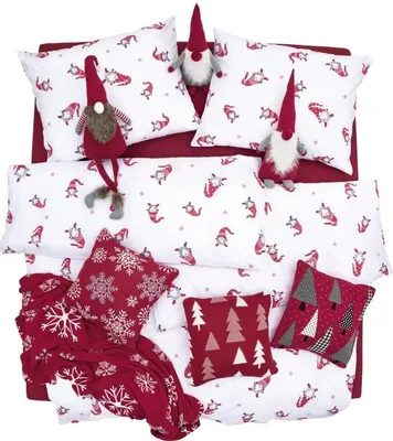 Obrázek produktu pro SCANquilt povlečení KLASIK elfi bíločervená 100% bavlna 140 x 220/70 x 90 cm