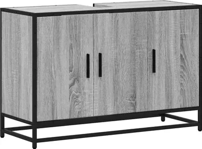 Image de Armoire de lavabo de salle de bain sonoma gris 90x33x60 cm