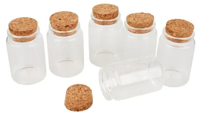 Produktbild von Glasflaschen mit Korken, 6 Stück, 7,5 cm hoch, 80 ml
