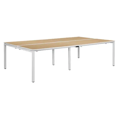 Produktbild von PAPERFLOW easyDesk Doppelschreibtisch buche rechteckig 4-Fuß-Gestell weiß 240,0 x 166,0 cm