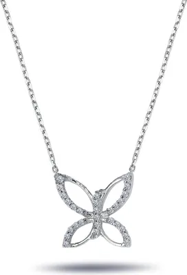 Produktbild von Schmetterling Butterfly Diamanten Anhänger Halskette in 14 Karat Weißgold
