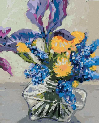 Produktbild von Zuty - Malen nach Zahlen - SCHWERTLILIEN UND LÖWENZAHN IN EINER VASE, 40x50 cm, mit Keilrahmen (bereits gespannt)
