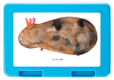 Produktbild von Mr. & Mrs. Panda Essensbehälter Einhorn Meerschweinchen - Weiß - Geschenk, Unicorn, Meerhörnchen, Snackbox, Meerschwein, Vorratsdose, Bentobox, Einhörner, Vesperbox