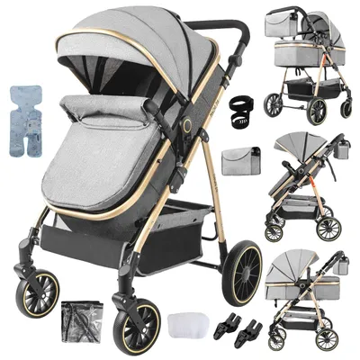 Image de Poussette, système de voyage 3-en-1, légère et pliable, GRIS