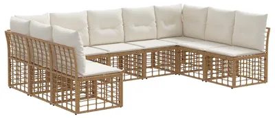 Produktbild von vidaXL Outdoor-Sofagarnitur Natur Polyester