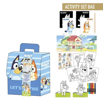 Produktbild von Bluey Merchandise Rucksackset zum Ausmalen aus Papier 16 x 26 x 5 cm