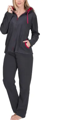 Jumpsuit Damen Elegant Fleece - Kuschelanzug Einteiler Schlafanzug Kapuze