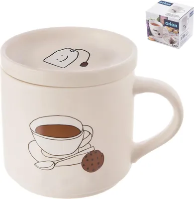 Produktbild von Porzellanbecher mit Deckel 420 ml