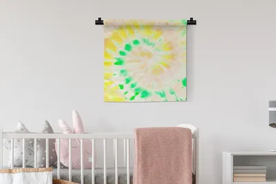 Produktbild von MuchoWow® Wandteppich Wandbehang Krawattenfärbung - Grün - Weiß 60x60 cm Tapisserie Dekoration Wandtuch - Dekorationen - Wand Decke