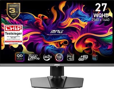 Produktbild von MSI MPG 271QRXDE QD-OLED Computerbildschirm 67,3 cm (26.5") 2560 x 1440 Pixel Wide Quad HD QDOLED Schwarz (9S6-3CD79A-006)