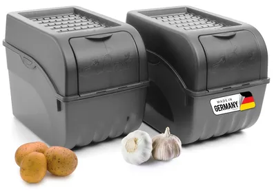 Image de Solidchoice - Coffret de rangement pour pommes de terre, ensemble de 2, 9 litres, anthracite