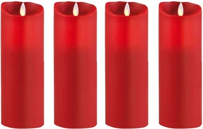 Produktbild von Sompex LED Echtwachskerzen 4er Set Rot 23 cm mit Timer - Fernbedienbar