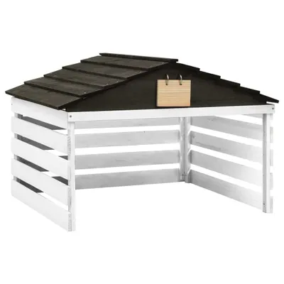 Produktbild von Mähroboter-Garage Schwarz und Weiß 78x74x54 cm Tannenholz