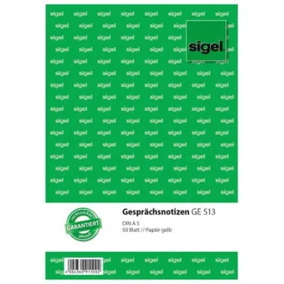 Produktbild von SIGEL GE513 Gesprächsnotizen, Papier gelb, A5, 50 Blatt
