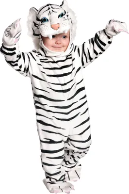 Produktbild von Weißer Tiger Kostüm für Babys Kindergröße: 74-80