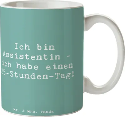 Produktbild von Mr. & Mrs. Panda Tasse Spruch Assistentin Zauber - Meeresbrise - Geschenk, Geschenke für Berufstätige, Becher, Berufsprodukte, Wertschätzung, 25-Stunden-Tag, Pott, Beruf