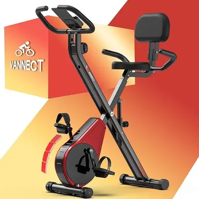Immagine prodotto di Cyclette da interno pieghevole, cyclette da interno pieghevole, cyclette da allenamento con 16 livelli di resistenza magnetica, sensore di frequenza cardiaca, monitor LCD e sella confortevole, ideale per la casa e l'ufficio, con una capacità massima di 150 kg